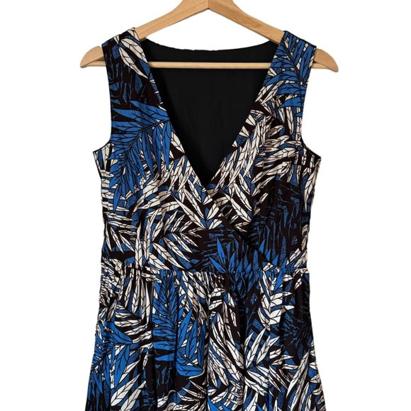 Tropical Palm Pattern Maxi Dress African Wax Print Sleeveless V Neck Pockets Sm - Picture 3 of 16